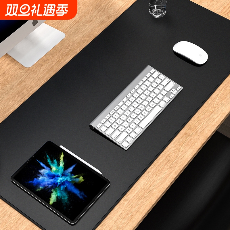 纯黑色鼠标垫超大加厚锁边大号办公男女纯黑家用书桌垫子橡胶垫