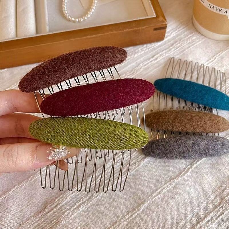 韩国ins秋冬新款质感纯色布艺发簪插梳 时尚简约顶夹头饰发饰