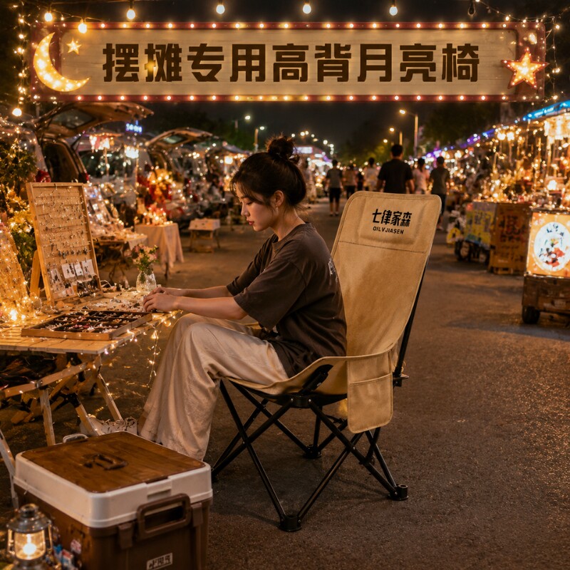 可调节折叠椅躺椅野餐椅露营椅子月亮椅加棉秋冬便携户外休闲家用图片
