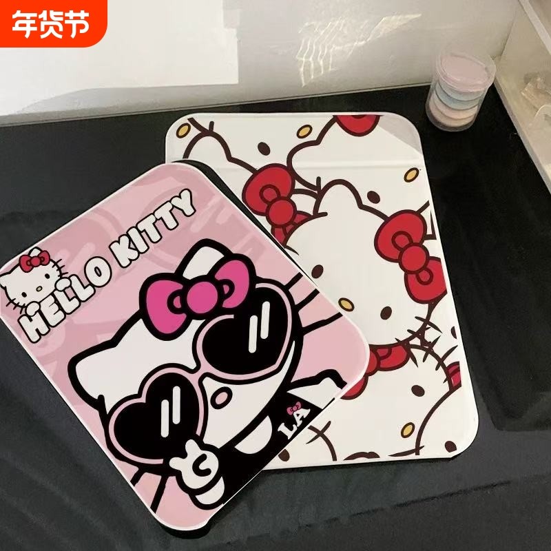 可爱桌面折叠化妆镜子卧室学生宿舍随身便携式台式手拿梳妆镜大号