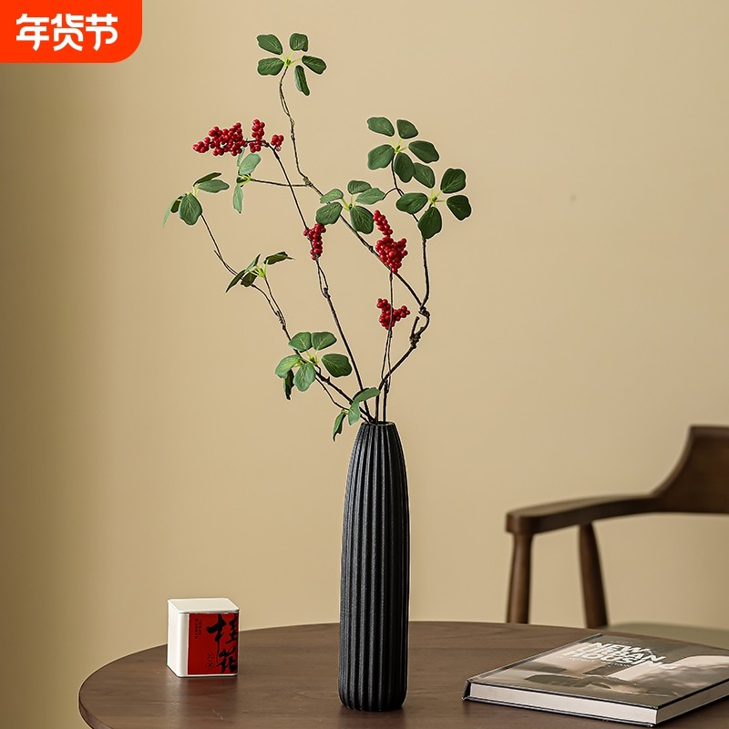 中式简约陶瓷花瓶客厅插花高级感仿真花鲜花茶几餐桌面轻奢装饰品