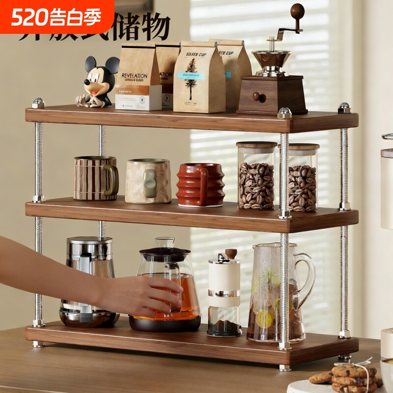 中古风桌面杯架餐边柜台面置物架杯架子咖啡店转角水杯收纳展示柜