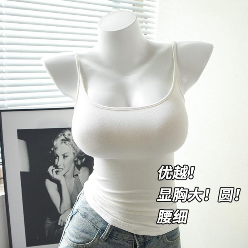 带胸垫小吊带背心女夏紧身粉色短款健身瑜伽美背内搭外穿无袖上衣