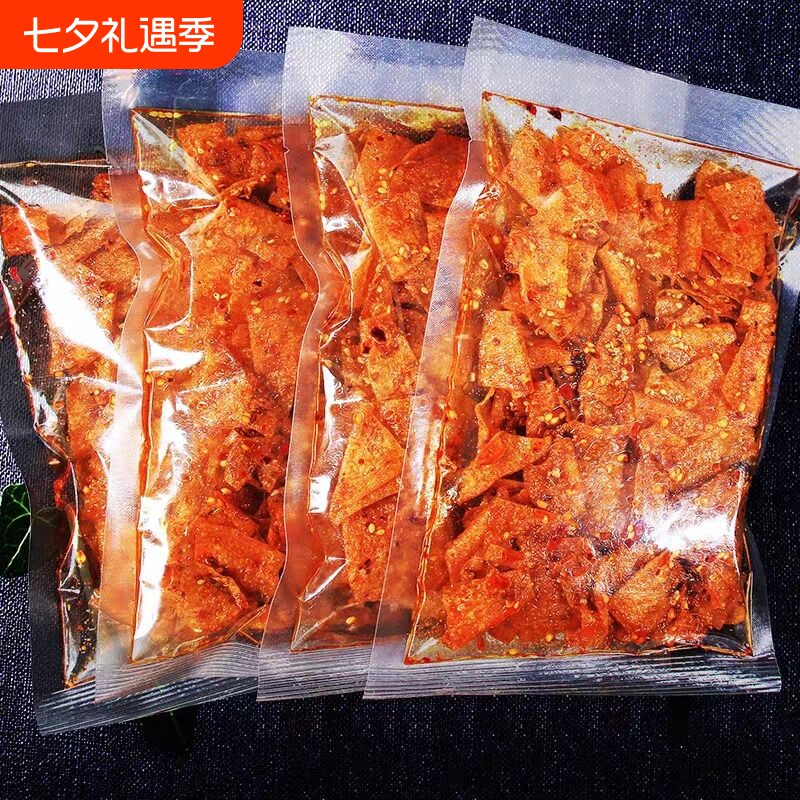 湖南特产手撕豆皮辣片儿时怀旧麻辣摆摊辣味零食小吃豆干网红辣条
