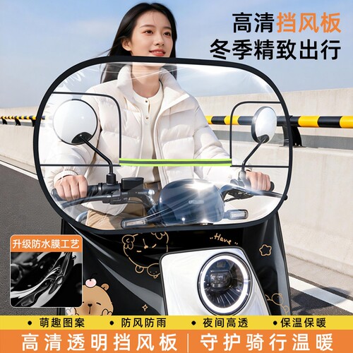 电动车前挡风板骑行电瓶摩托车挡风被冬季防风防雨双面防水防风罩