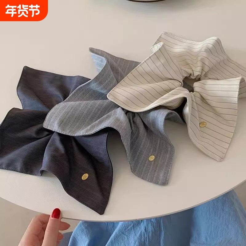 韩系高级感布艺条纹方巾大肠发圈女超大低马尾扎头发头绳气质头饰,饰品/流行首饰/时尚饰品新,发饰,淘宝优惠券,粉丝福利购,淘宝优惠卷