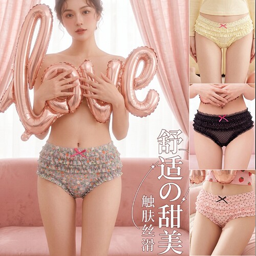 甜美纯欲碎花网纱女士内裤