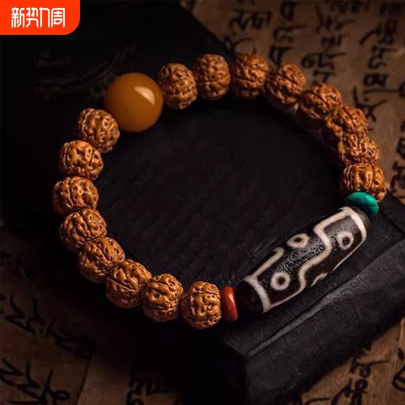 天然满肉小金刚菩提手串玛瑙天珠手链女文玩佛珠男盘玩手把件