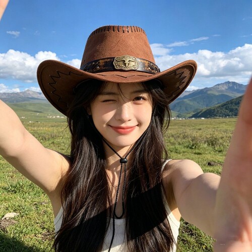 复古做旧西部牛仔帽拍照大沿遮阳