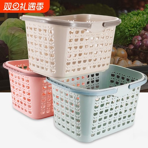 超市篮手提购物篮塑料筐水果篮零食篮啤酒篮买菜篮子折叠中秋收纳