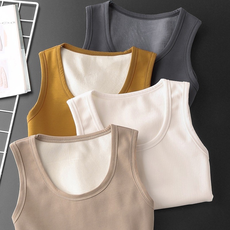 加绒加厚保暖背心男修身秋冬坎肩无袖T恤马夹内穿紧身打底马甲I