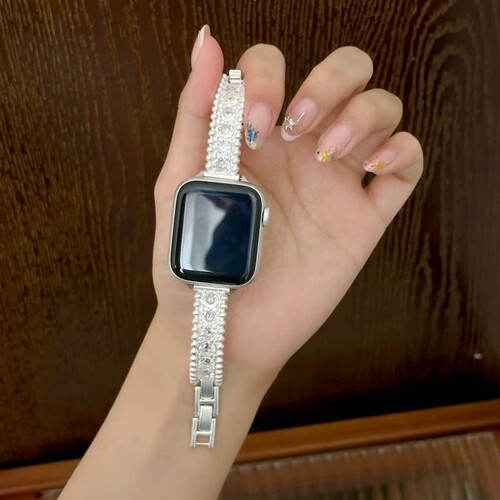 适用苹果iwatchS11/S10锆石手表带SE/UItra3/2/1镶钻表带S9/8/7苹果手表表带时尚精致轻奢女