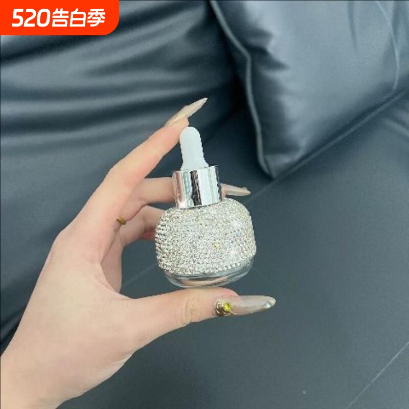 跨境外贸厂家直销镶钻化妆品滴管分装瓶精油瓶子玻璃滴管瓶小样瓶