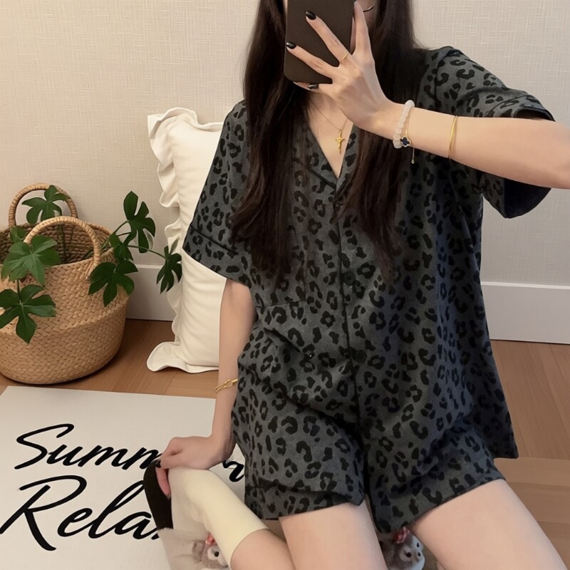 【轻薄透气】豹纹睡衣女夏季棉绸图片