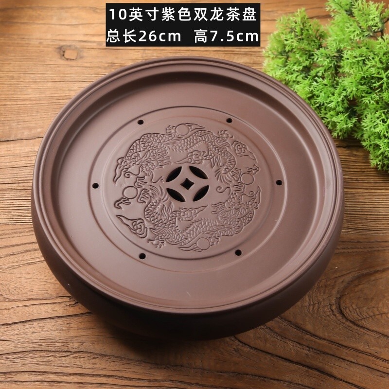 功夫茶盘茶海茶台紫砂大茶盘陶瓷茶具简约家用圆形茶托盘储水小号