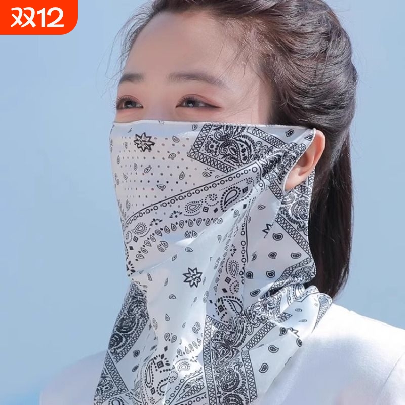 挂耳防晒面罩女全脸遮阳开车护颈骑行面巾机车男脖子脸罩面纱防护