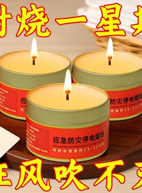 应急蜡烛家用无烟无味防灾生存停电照明户外防风铁盒战备露营备用