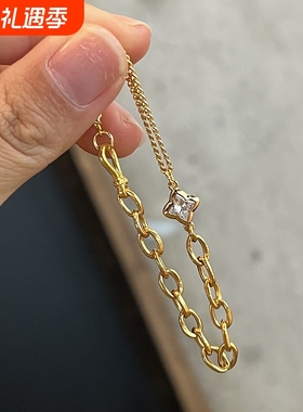 镶钻四叶草双层手链新爆款女高级感轻奢小众个性时尚精致手饰