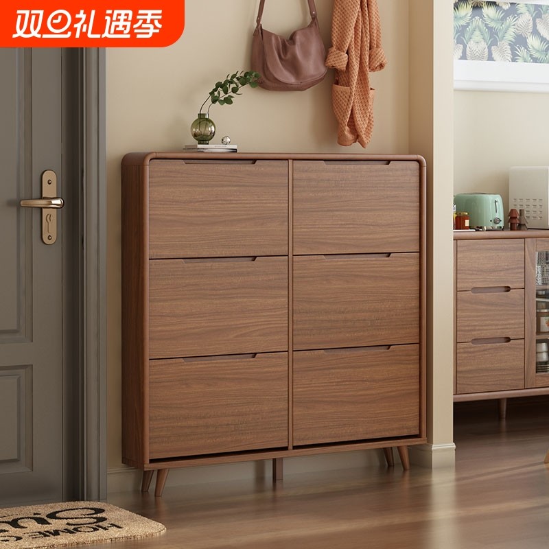 翻斗鞋柜超薄家用门口入户门极窄2025新款爆款实木框一体靠墙收纳