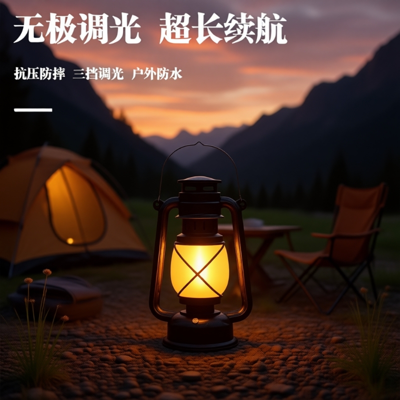露营灯户外充电复古马灯营地野营氛围煤油手提摆摊帐篷灯装饰火焰