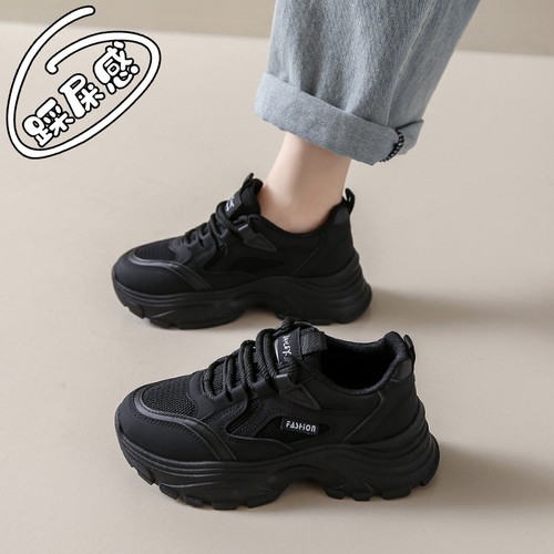 厚底老爹鞋女新款百搭黑色