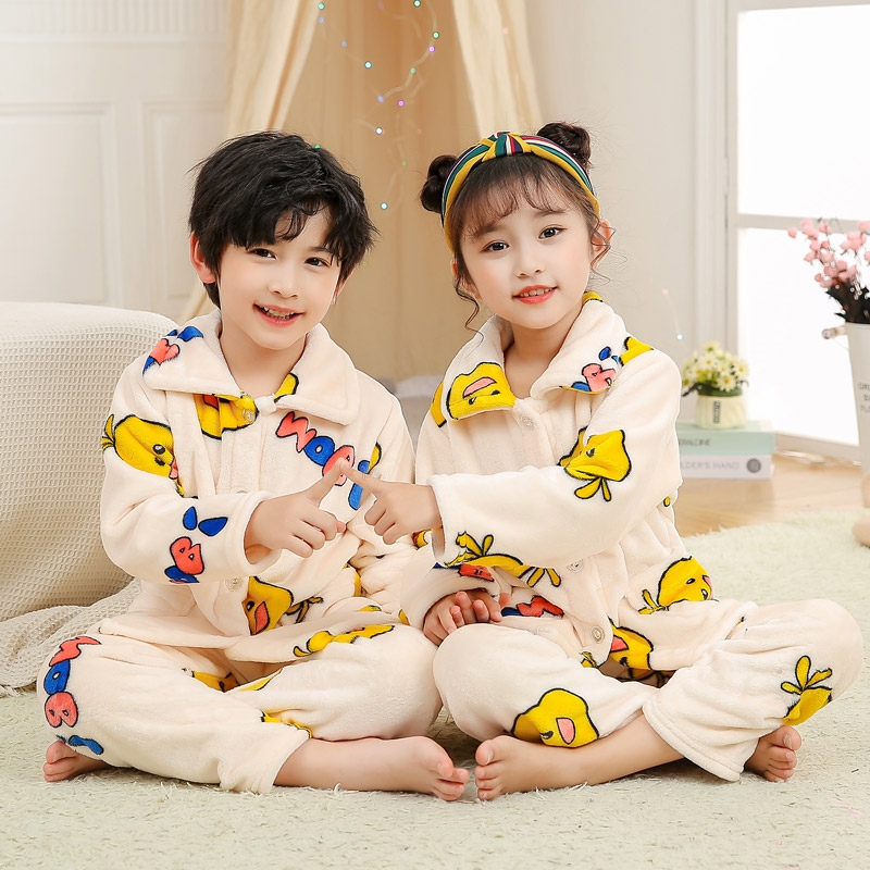 儿童睡衣男童秋冬季法兰绒加厚