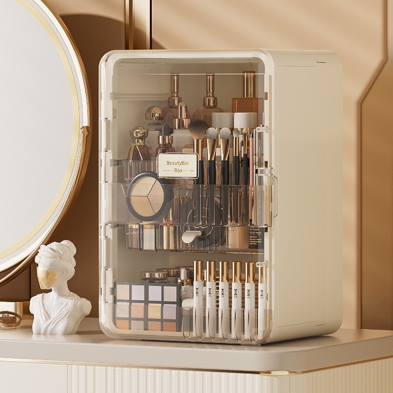 化妆品收纳盒梳妆台置物架桌面高级感护肤整理柜新款化妆收纳架