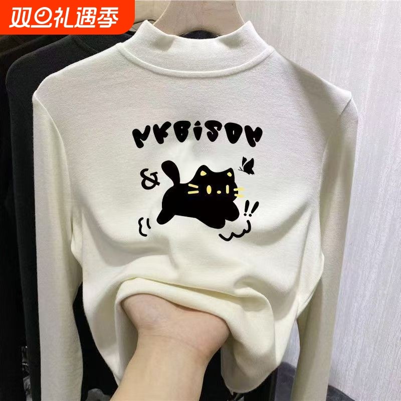 女童装德绒打底衫中大童秋冬半高领长袖洋气儿童保暖加厚T恤上衣E