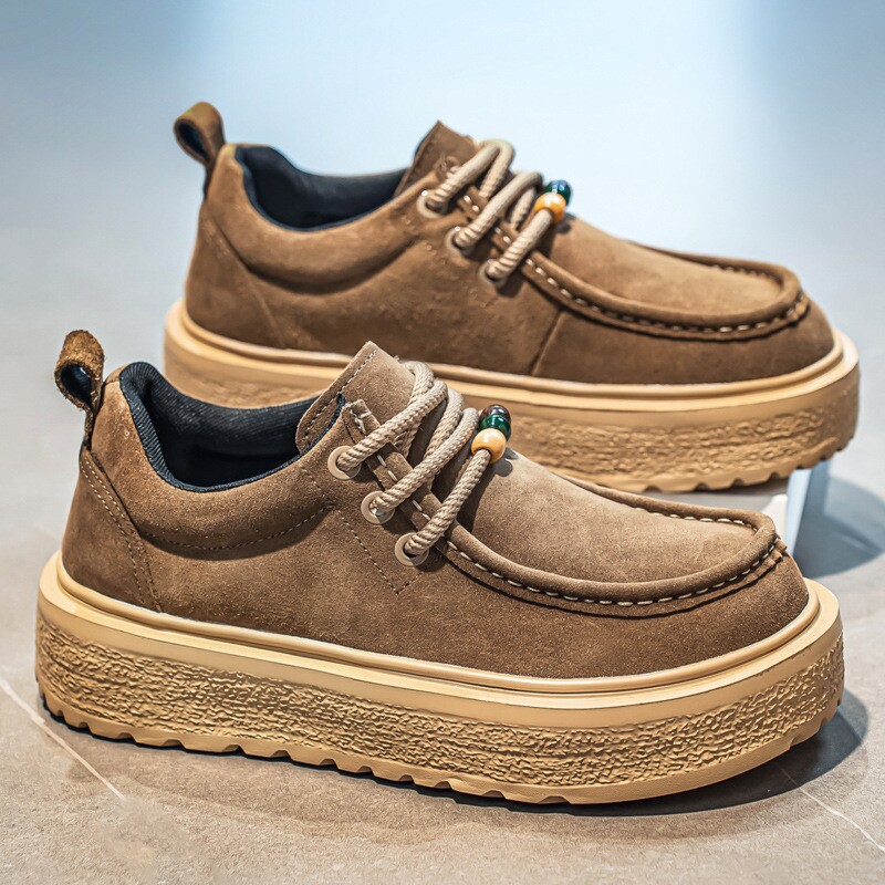 春季男士百搭勃肯鞋松糕厚底增高德比男鞋复古工装休闲大头马丁鞋