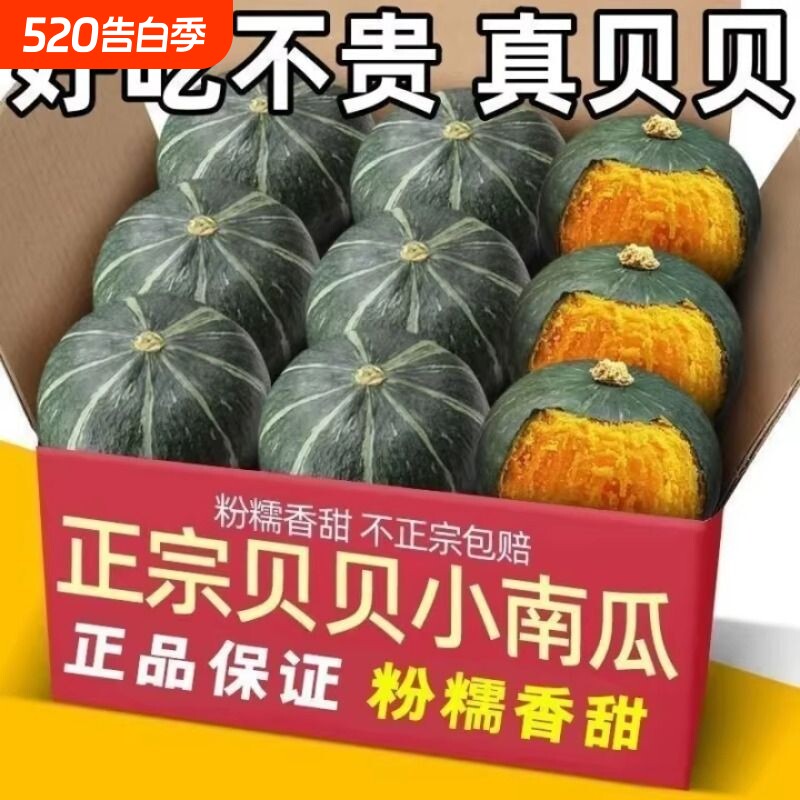 贝贝南瓜正宗粉糯新鲜板栗味小南瓜栗面粉糯香南瓜粉糯整箱批发