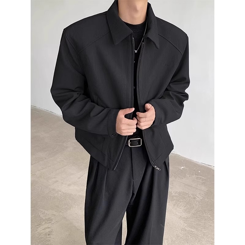 cleanfit黑色痞帅短款夹克外套男