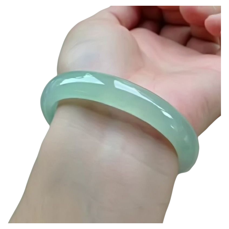 送专柜正品新坑翡翠玉手镯女款浅绿冰种玉石玉镯子石英岩女圈口