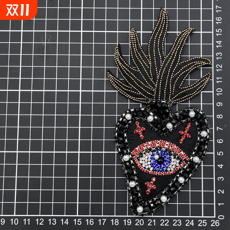 新钻链水晶钻手工火焰眼睛爱心饰品衣服时尚魔术贴潮流DIY布贴