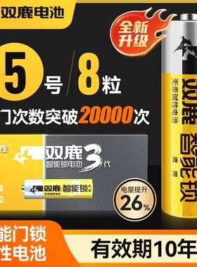 双鹿无汞10年保质期密码锁指纹锁3代升级款5号智能门锁电子锁专用电池LR6碱性家用防盗门智能锁1.5V
