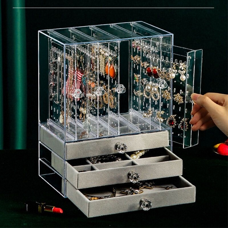 耳环收纳盒首饰盒耳夹耳钉手链项链珠宝饰品展示整理架子大容量