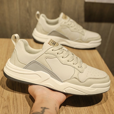男鞋2025新款冬季耐磨休闲板鞋男士运动厚底增高真皮百搭小白鞋子
