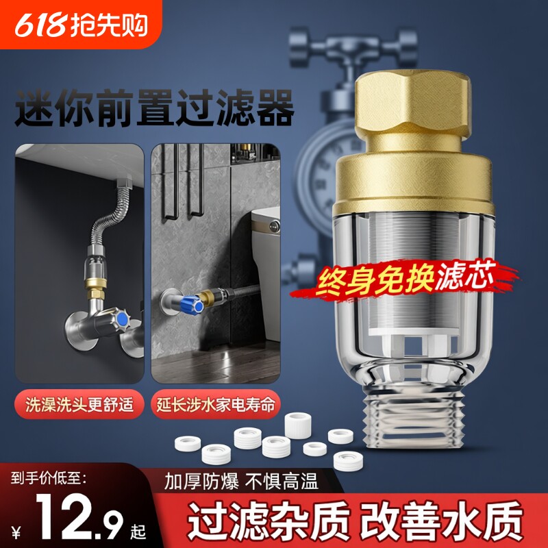 阻垢热水器前置花洒过滤器家用自来水进水口洗衣机马桶净水器水垢