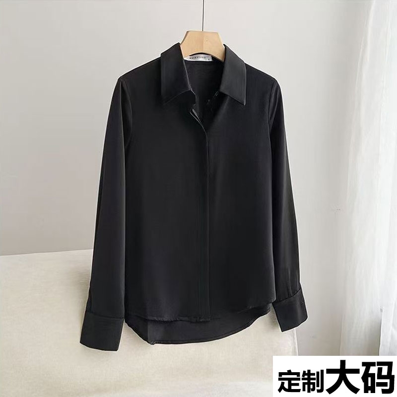 黑色衬衫女长袖2025春秋新款大码职业正肩衬衣通勤正装工作服上衣