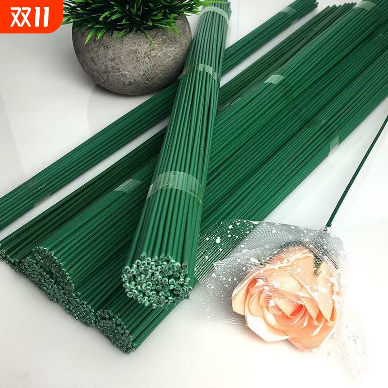 塑料包胶花杆铁丝仿真花枝硬质