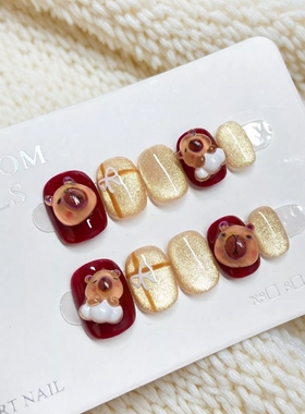 卡皮巴拉半手工穿戴甲可爱卡通小熊猫眼小短甲学生童趣纯手工持久