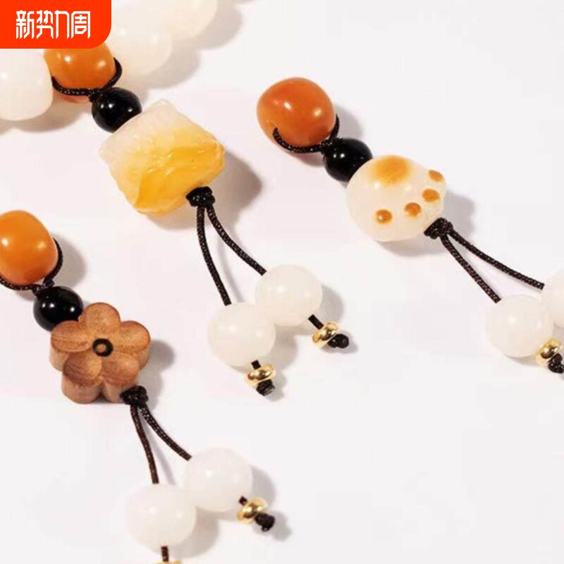天然菩提隔珠桃木梅花莲蓬醒狮流苏挂坠无患子手串diy小提溜配饰