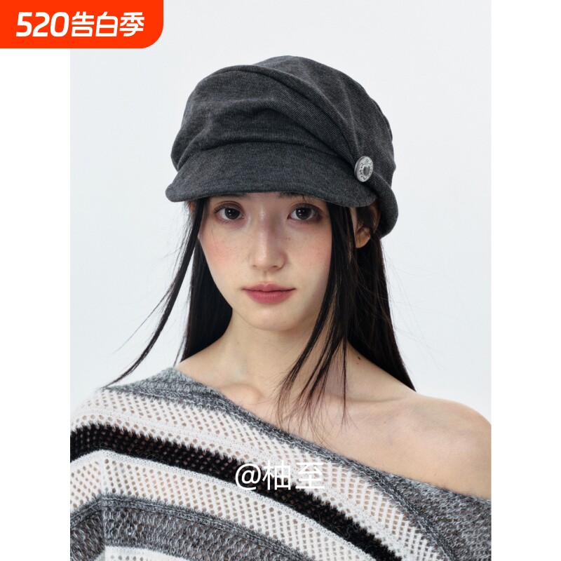 韩系报童帽子女春秋冬季街头日系百搭显脸小鸭舌帽ins休闲可折叠
