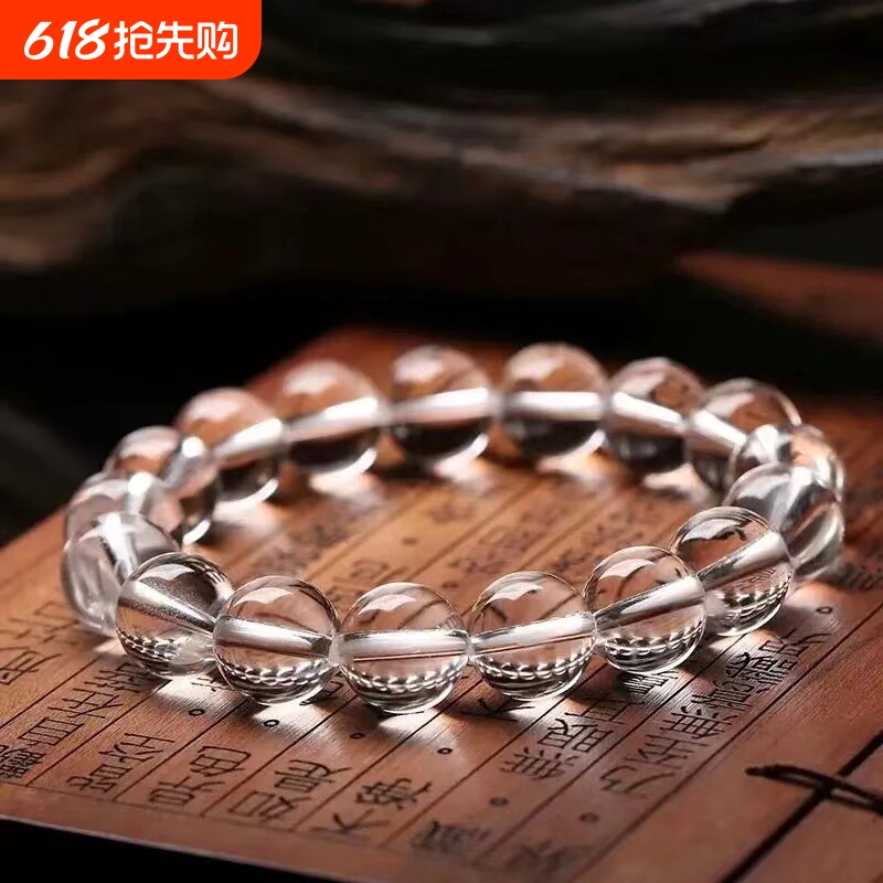 爆款单圈仿白水晶手链东海佛珠切面款饰品珠串礼物平替体三圈透明