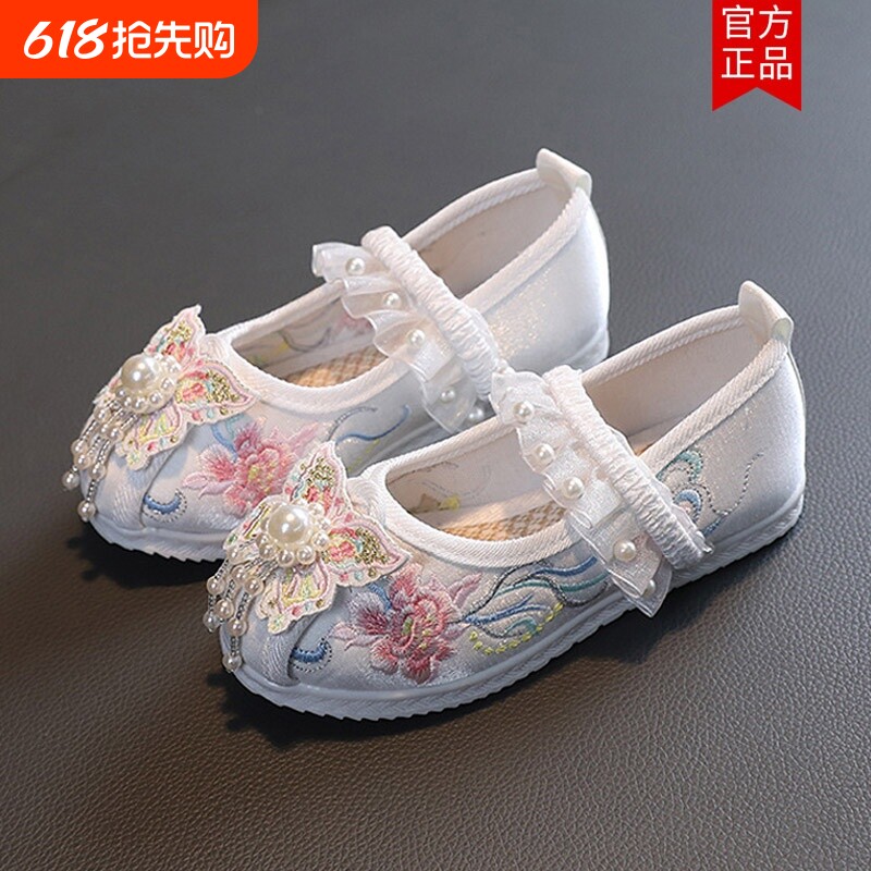 汉服鞋女春夏老北京布鞋绣花鞋中国风公主鞋小学生古装表演舞蹈鞋