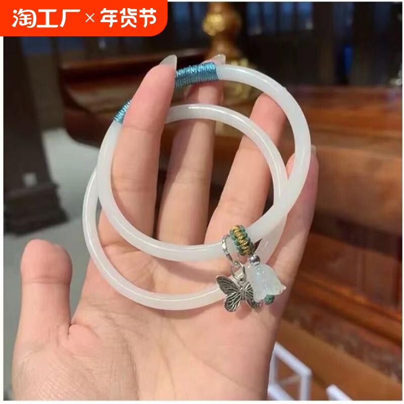 THE GLASS ONE-STEP BRACELET SOUNDED COLD AND THE NEW CHINESE FEMALE GIRLFRIEND RETRO NATIONAL STYLE JINGLE BRACELET GLASS HANDMADE CINNABAR