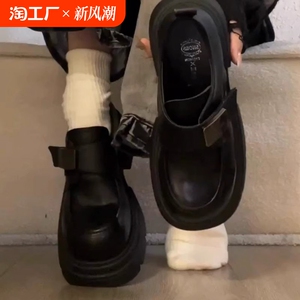 时尚玛丽珍小皮鞋女厚底增高2024年秋季新款英伦风乐福学院风单鞋