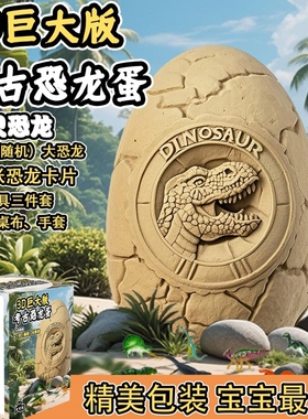 恐龙蛋考古挖掘儿童玩具化石男女孩益智手工diy挖宝盲盒超大巨大