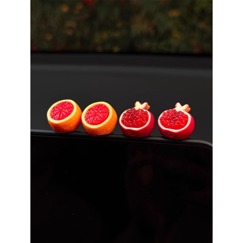 中控台个性创意车载摆件心想事橙樱桃汽车苹安新车车载装饰贴新年
