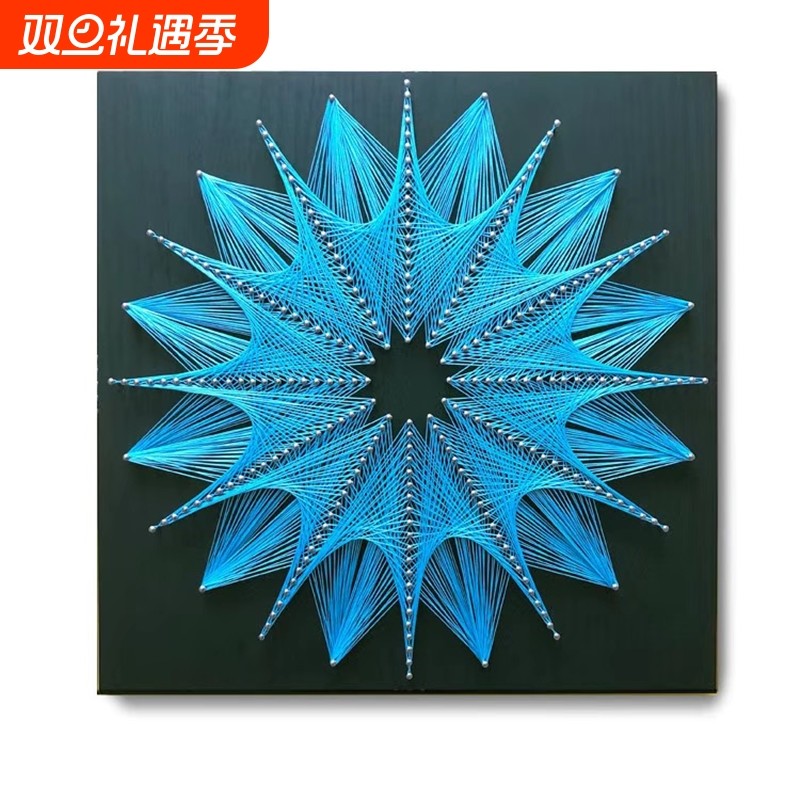 几何diy钉子绕线画鸟巢手工弦丝画解压材料包装饰缠线画带框有框
