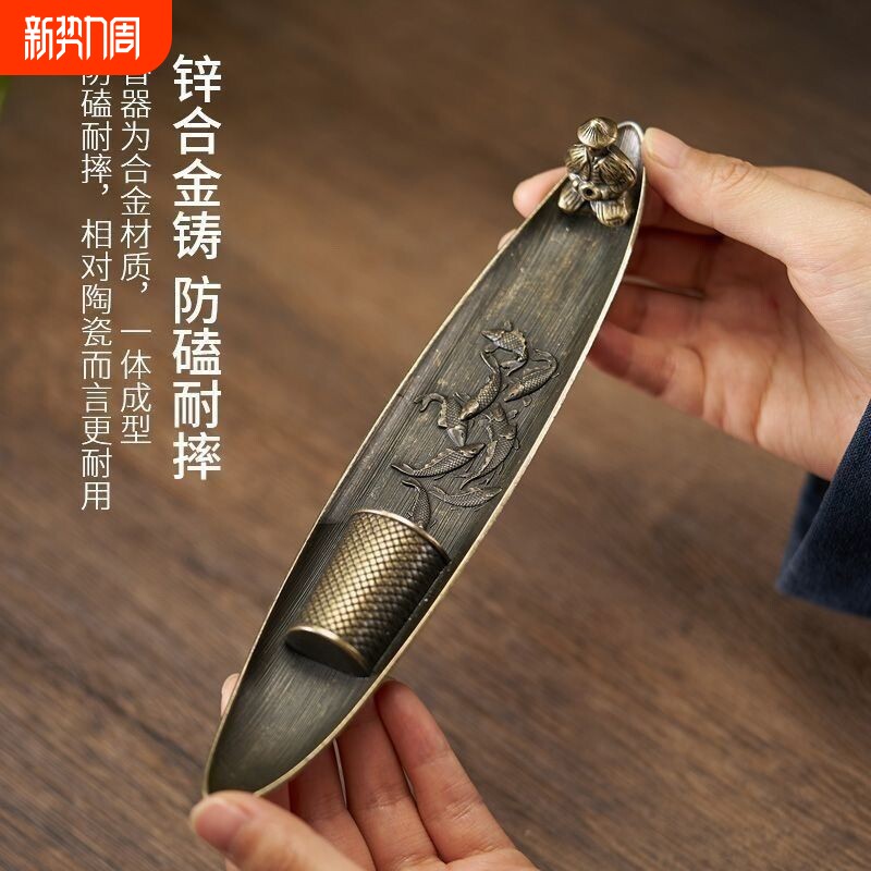 垂钓老翁香薰炉合金小船线香炉家用室内檀香沉香香插卧香座熏香炉